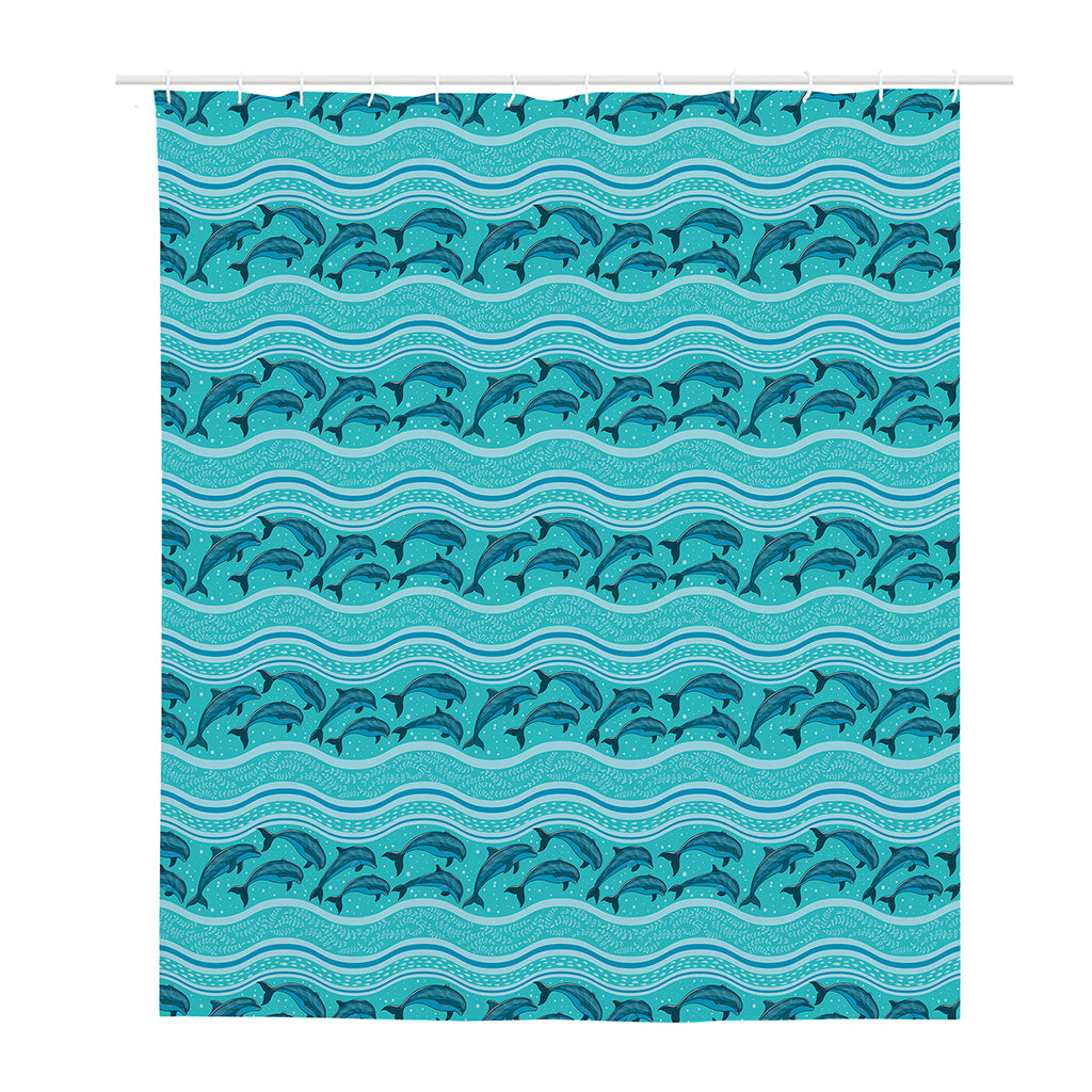 Boho Dolphin Pattern Print Polyester Shower Curtain