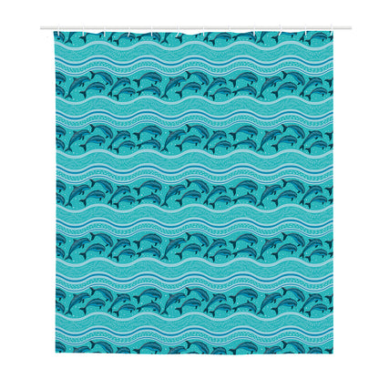 Boho Dolphin Pattern Print Polyester Shower Curtain