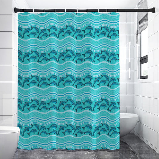 Boho Dolphin Pattern Print Premium Shower Curtain