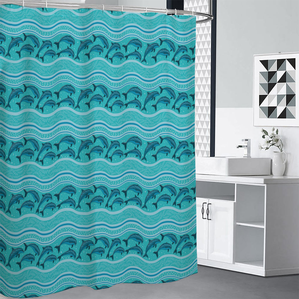 Boho Dolphin Pattern Print Premium Shower Curtain
