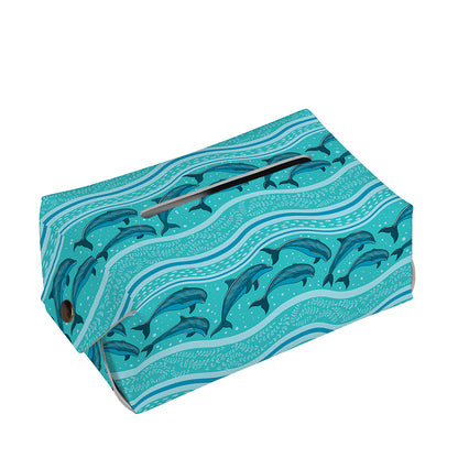 Boho Dolphin Pattern Print Rectangle Tissue Box Cover