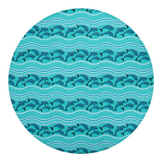 Boho Dolphin Pattern Print Round Blanket