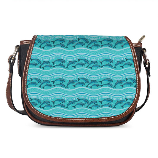 Boho Dolphin Pattern Print Saddle Bag