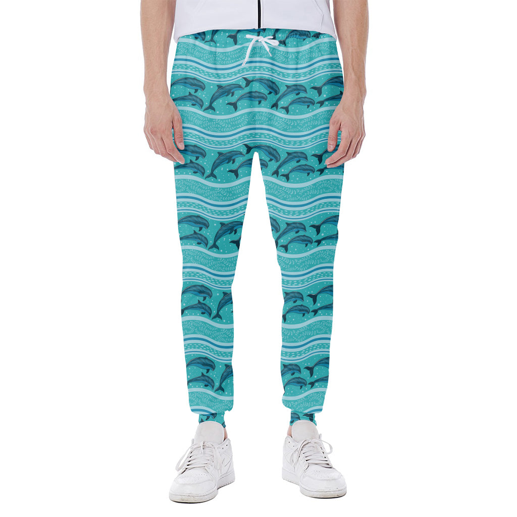 Boho Dolphin Pattern Print Scuba Joggers