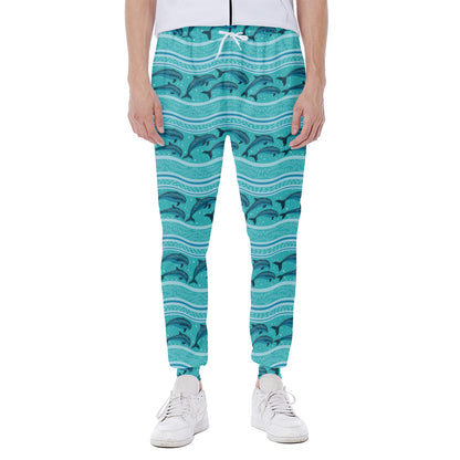 Boho Dolphin Pattern Print Scuba Joggers