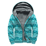 Boho Dolphin Pattern Print Sherpa Lined Zip Up Hoodie