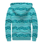 Boho Dolphin Pattern Print Sherpa Lined Zip Up Hoodie