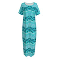 Boho Dolphin Pattern Print Short Sleeve Long Nightdress