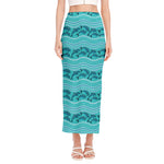 Boho Dolphin Pattern Print Side Slit Maxi Skirt