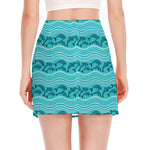 Boho Dolphin Pattern Print Side Slit Mini Skirt