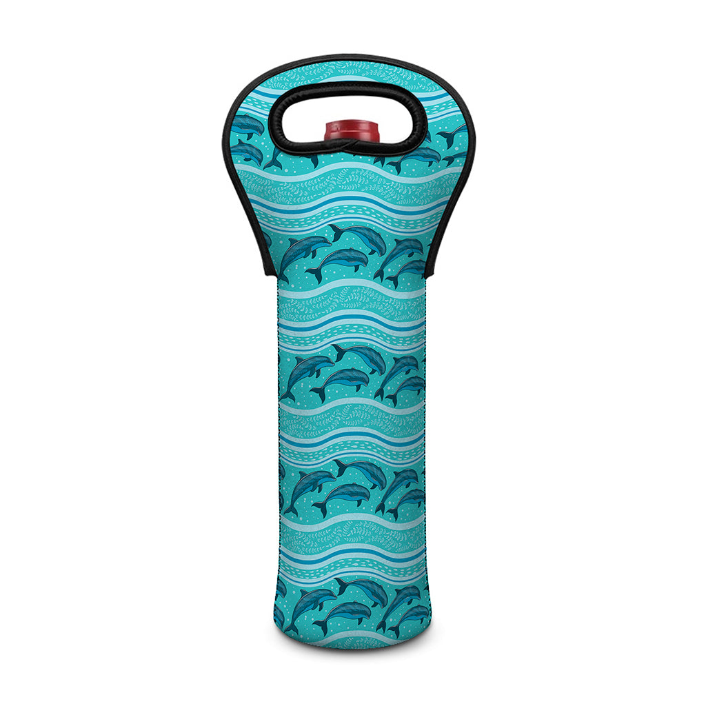 Boho Dolphin Pattern Print Single Neoprene Wine Tote