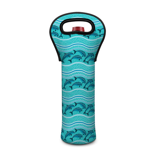 Boho Dolphin Pattern Print Single Neoprene Wine Tote