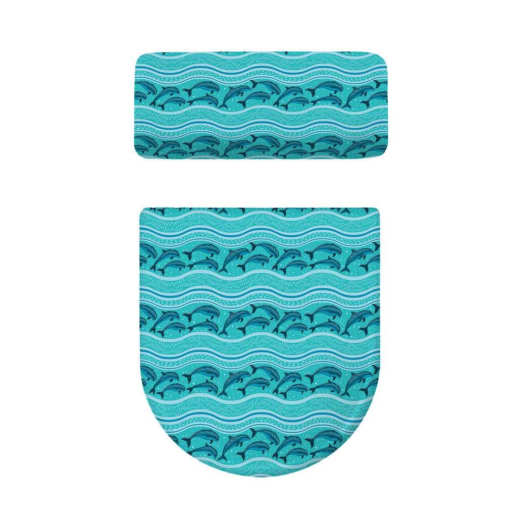 Boho Dolphin Pattern Print Toilet Lid And Tank Cover Set
