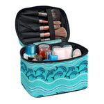 Boho Dolphin Pattern Print Travel Makeup Bag