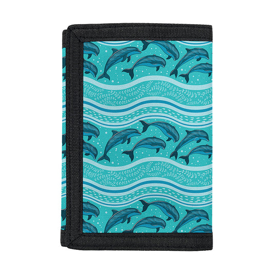 Boho Dolphin Pattern Print Trifold Wallet