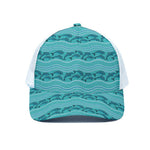 Boho Dolphin Pattern Print White Mesh Trucker Cap