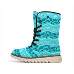 Boho Dolphin Pattern Print Winter Boots