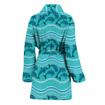 Boho Dolphin Pattern Print Women's Bathrobe