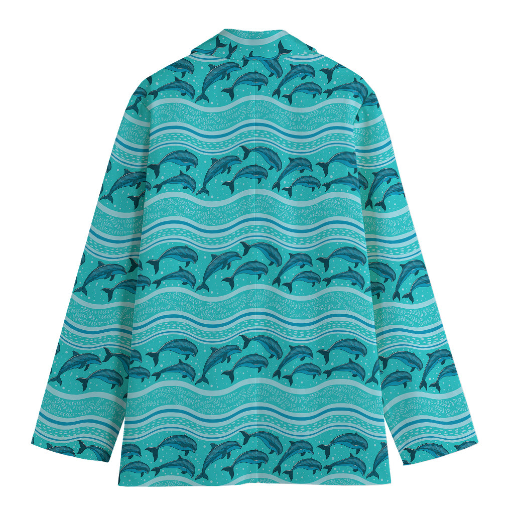 Boho Dolphin Pattern Print Women's Blazer
