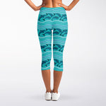 Boho Dolphin Pattern Print Women's Capri Leggings