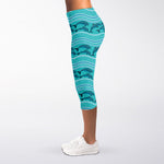 Boho Dolphin Pattern Print Women's Capri Leggings