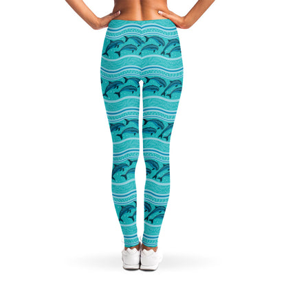 Boho Dolphin Pattern Print Women's Leggings