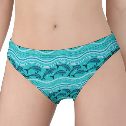Boho Dolphin Pattern Print Women's Panties