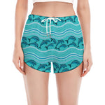 Boho Dolphin Pattern Print Women's Split Running Shorts