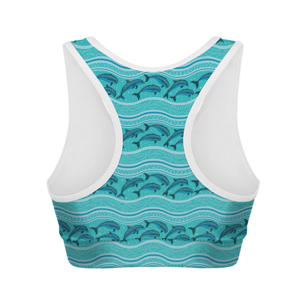 Boho Dolphin Pattern Print Women's Sports Bra