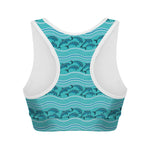 Boho Dolphin Pattern Print Women's Sports Bra
