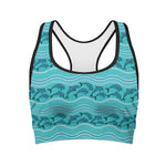 Boho Dolphin Pattern Print Women's Sports Bra
