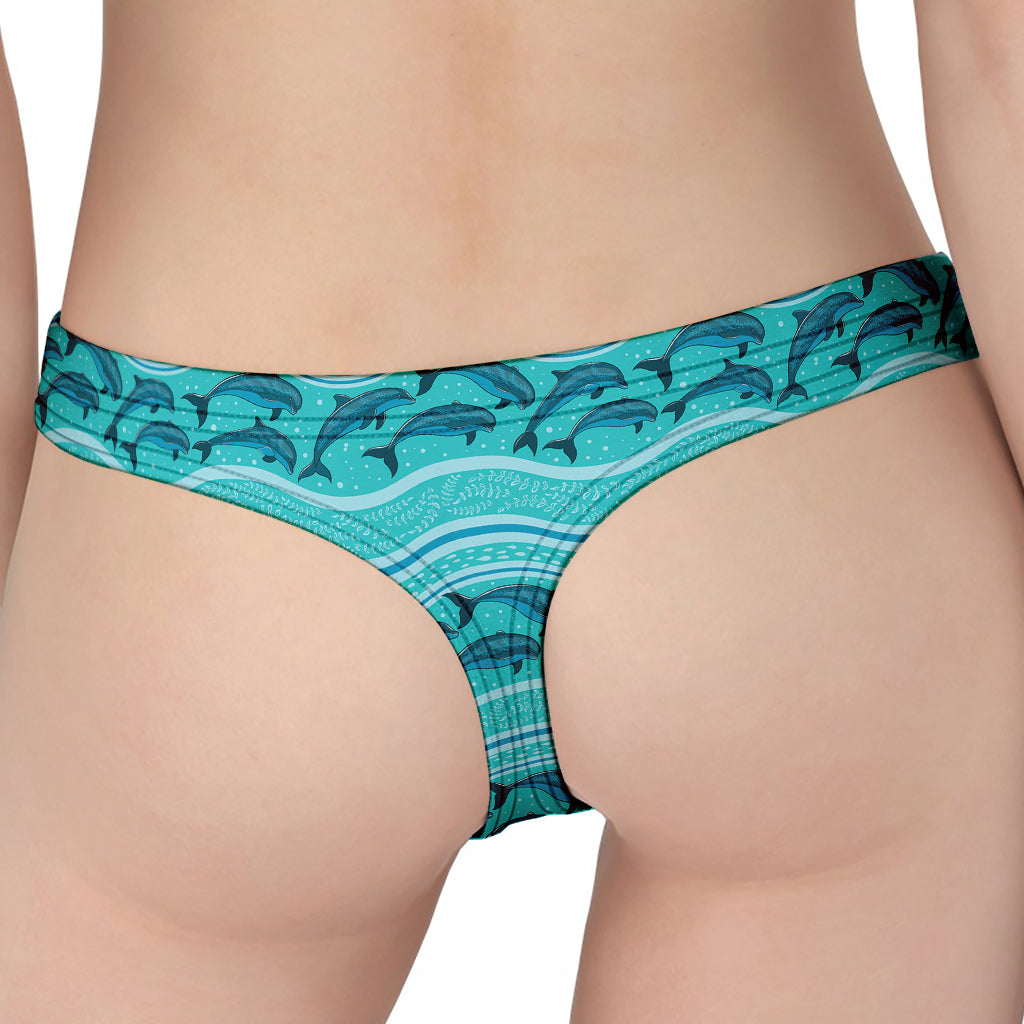 Boho Dolphin Pattern Print Women's Thong