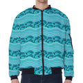 Boho Dolphin Pattern Print Zip Sleeve Bomber Jacket