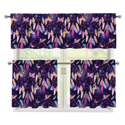 Boho Dream Catcher Pattern Print 3 Piece Kitchen Curtains