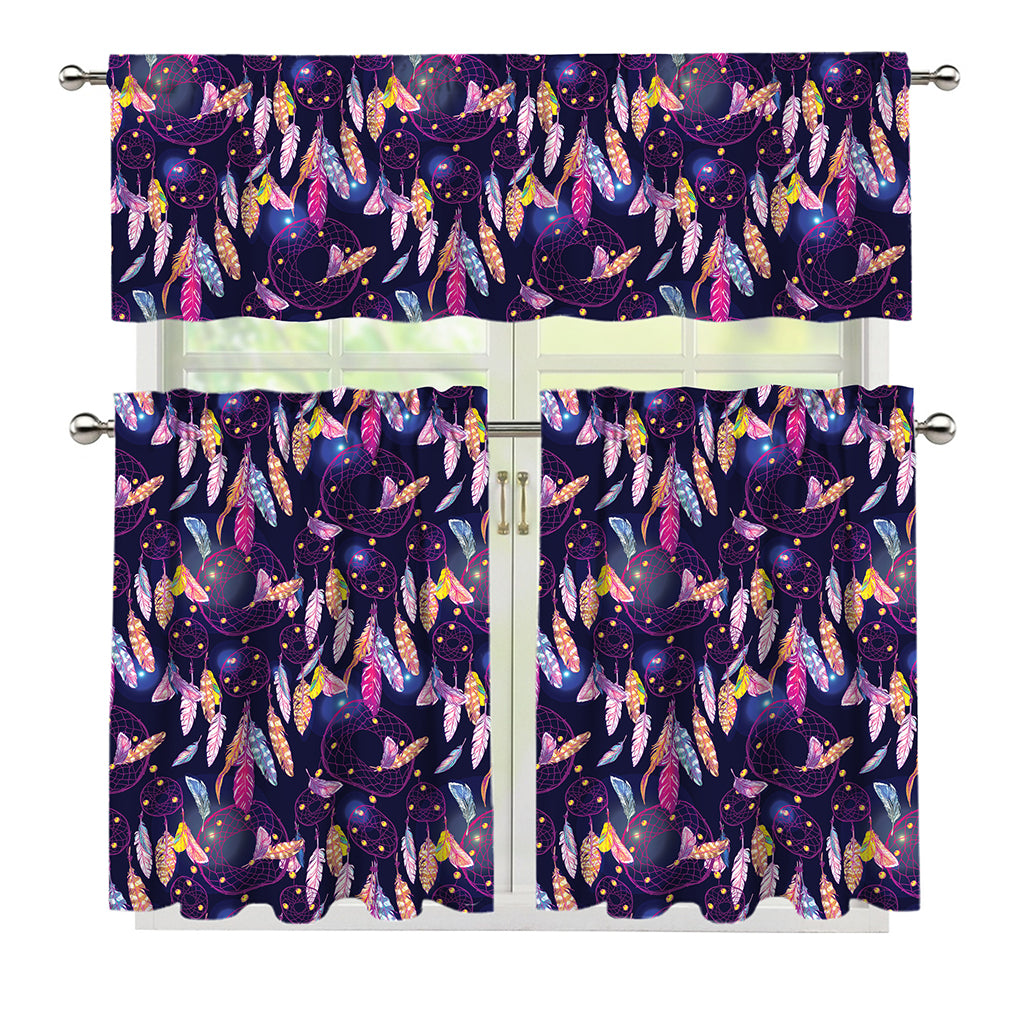 Boho Dream Catcher Pattern Print 3 Piece Kitchen Curtains