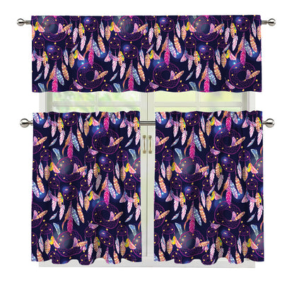 Boho Dream Catcher Pattern Print 3 Piece Kitchen Curtains