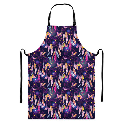 Boho Dream Catcher Pattern Print Bib Apron With Pocket