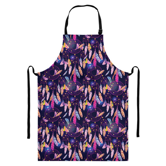 Boho Dream Catcher Pattern Print Bib Apron With Pocket