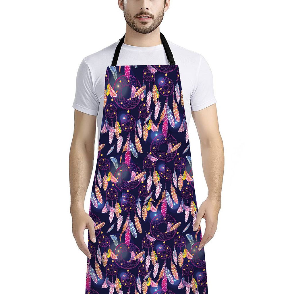 Boho Dream Catcher Pattern Print Bib Apron With Pocket