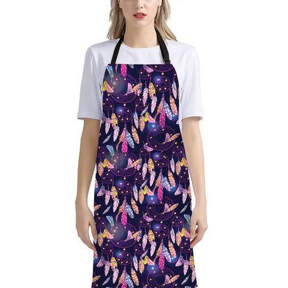 Boho Dream Catcher Pattern Print Bib Apron With Pocket