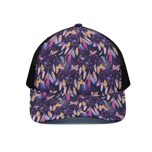 Boho Dream Catcher Pattern Print Black Mesh Trucker Cap