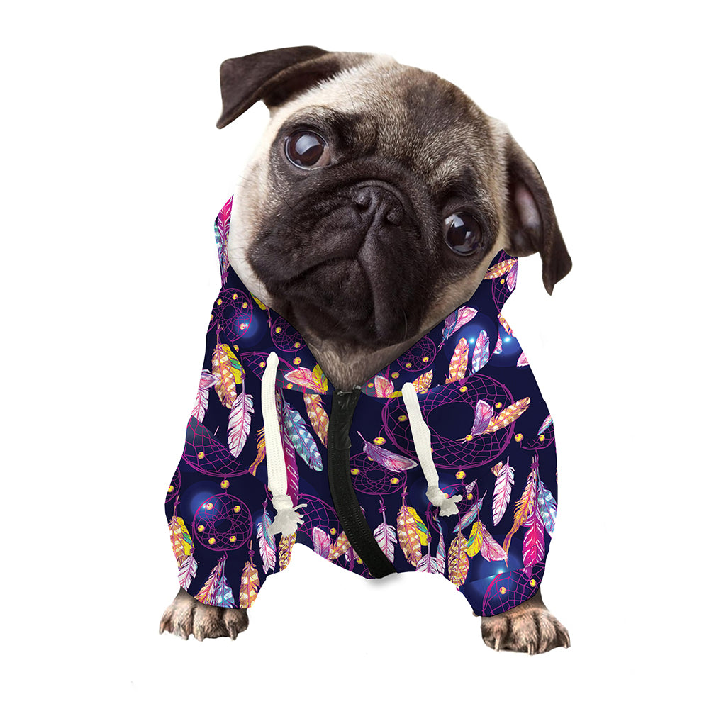 Boho Dream Catcher Pattern Print Dog Zip Up Hoodie