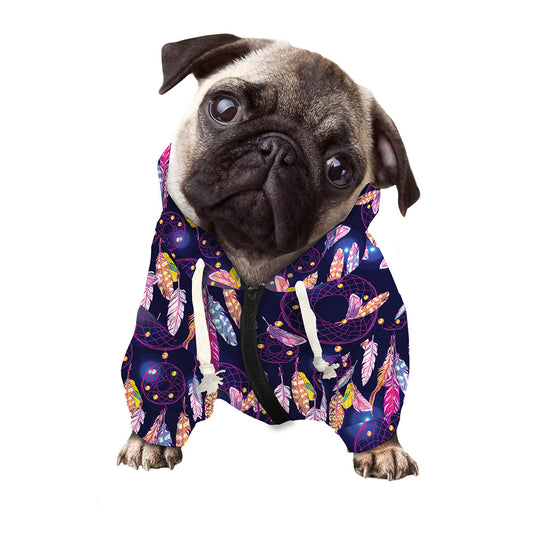 Boho Dream Catcher Pattern Print Dog Zip Up Hoodie
