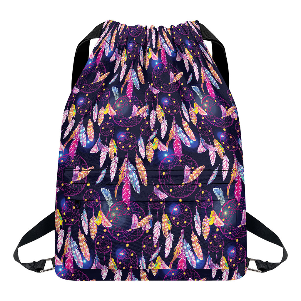 Boho Dream Catcher Pattern Print Drawstring Backpack