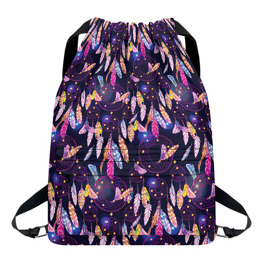Boho Dream Catcher Pattern Print Drawstring Backpack