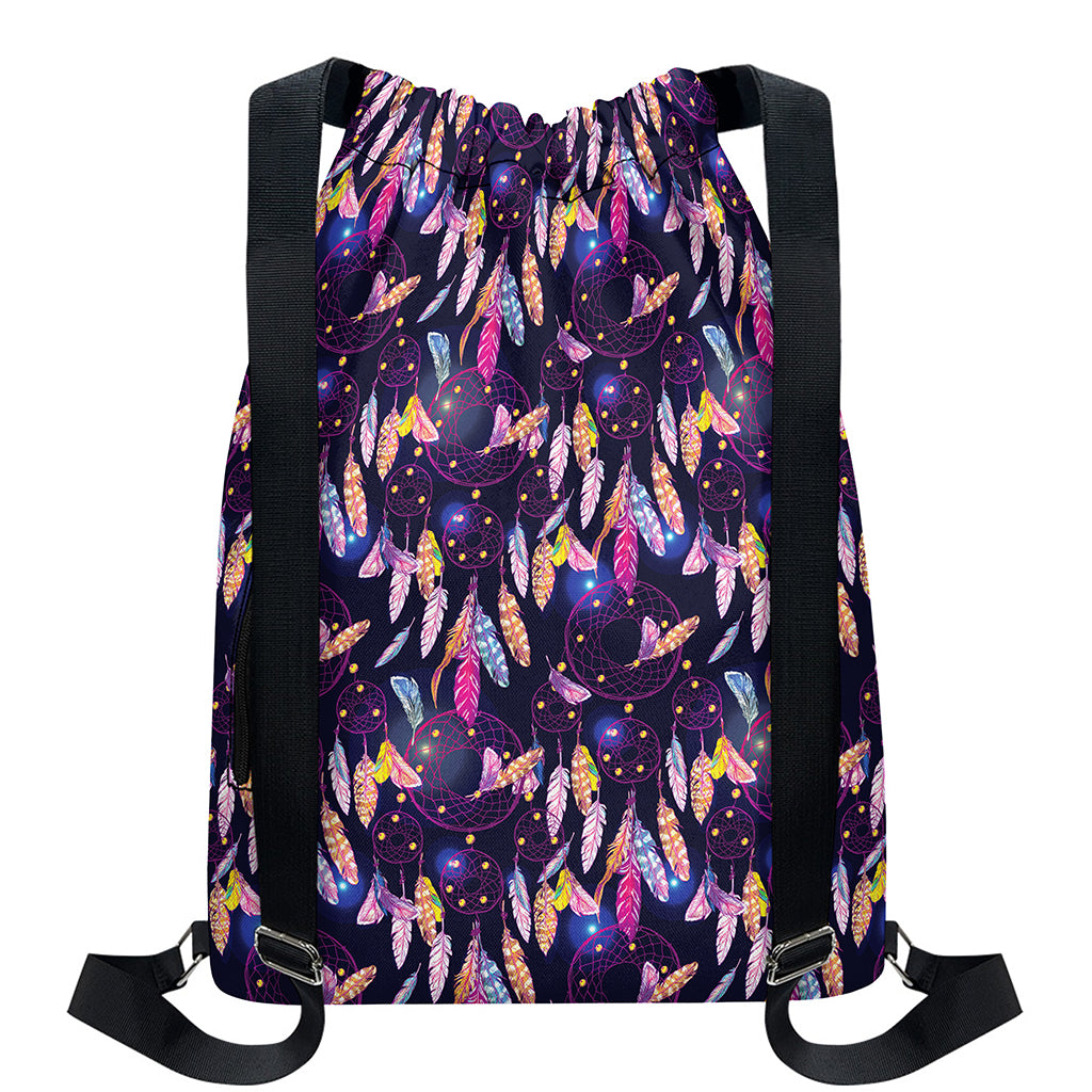 Boho Dream Catcher Pattern Print Drawstring Backpack