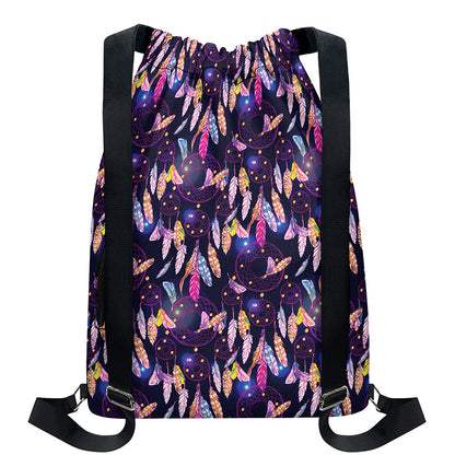 Boho Dream Catcher Pattern Print Drawstring Backpack