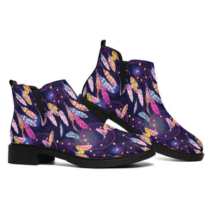 Boho Dream Catcher Pattern Print Flat Ankle Boots