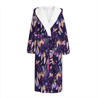 Boho Dream Catcher Pattern Print Hooded Bathrobe