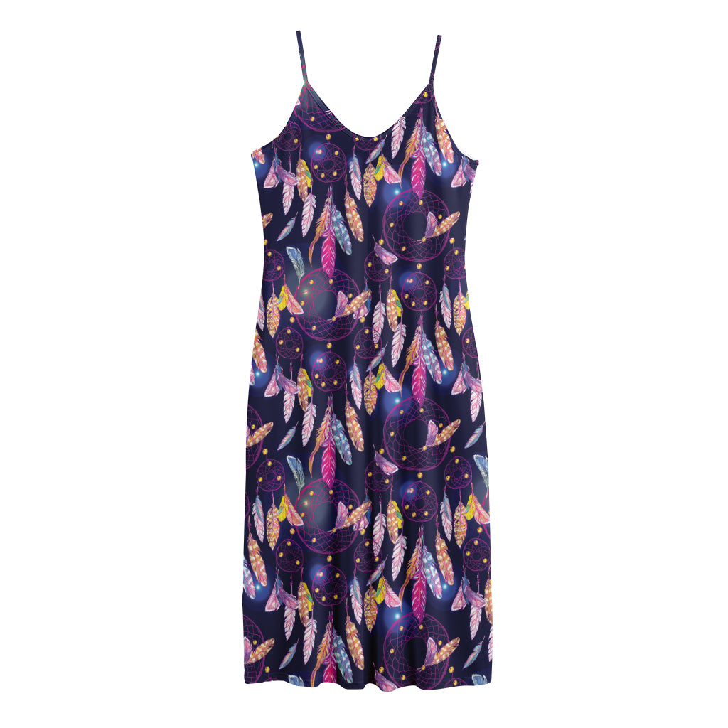 Boho Dream Catcher Pattern Print Jersey Midi Cami Dress